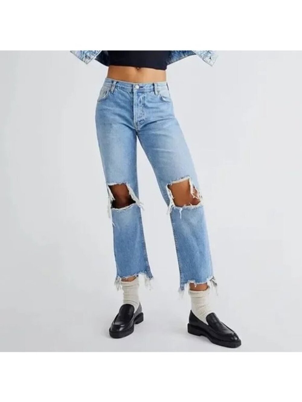 Free People | Maggie Mid-Rise Straight-Leg Jeans Size 25 Womens